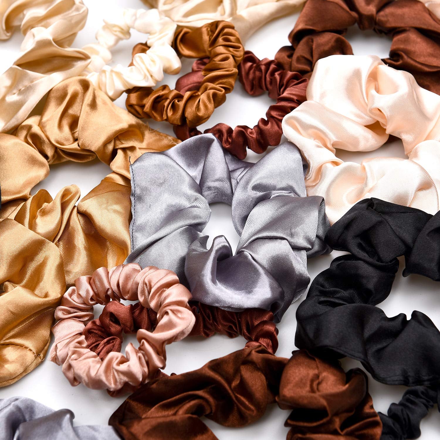 24-Piece Vintage Satin Hair Scrunchies - Silk Elastic Ponytail Holders for Women and Girls