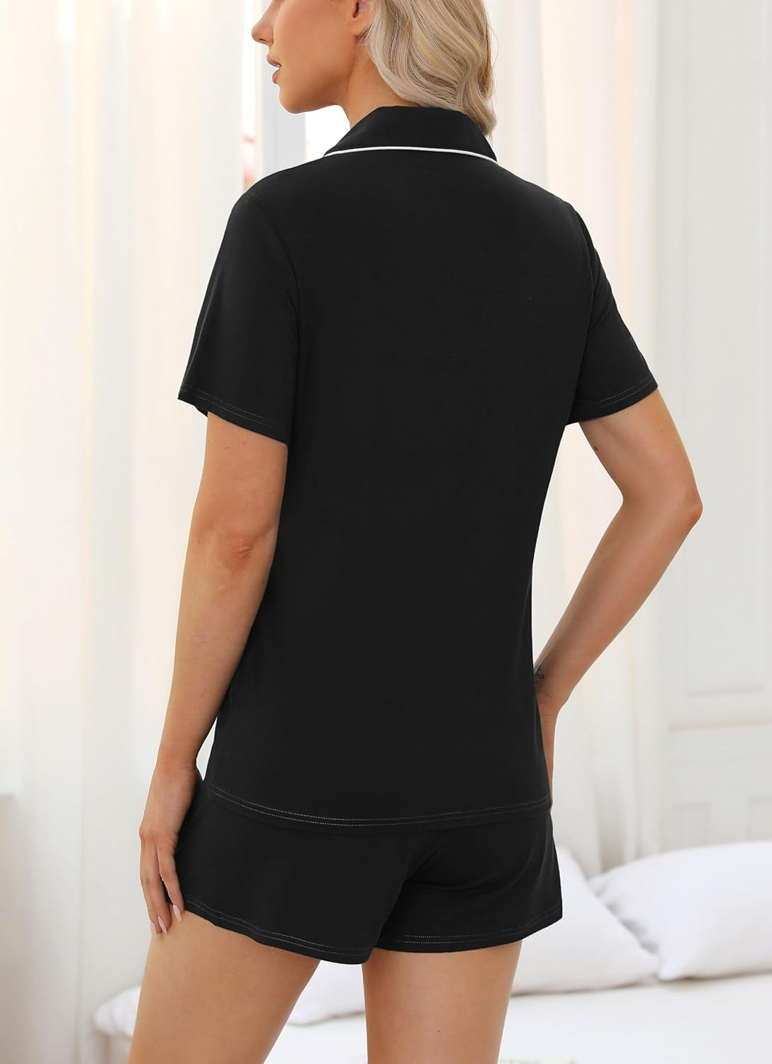 Cozy Chic Women's Short Sleeve Pajama Set - Soft Button-Down Sleepwear with Shorts, Sizes S-XXL