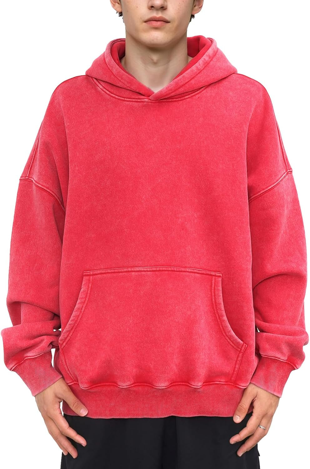 Mens Oversizd Acid Wash Hoodies Heavyweight Vintage Washed Fleece Hoodie Sweatshirt for Men Women Streetwear