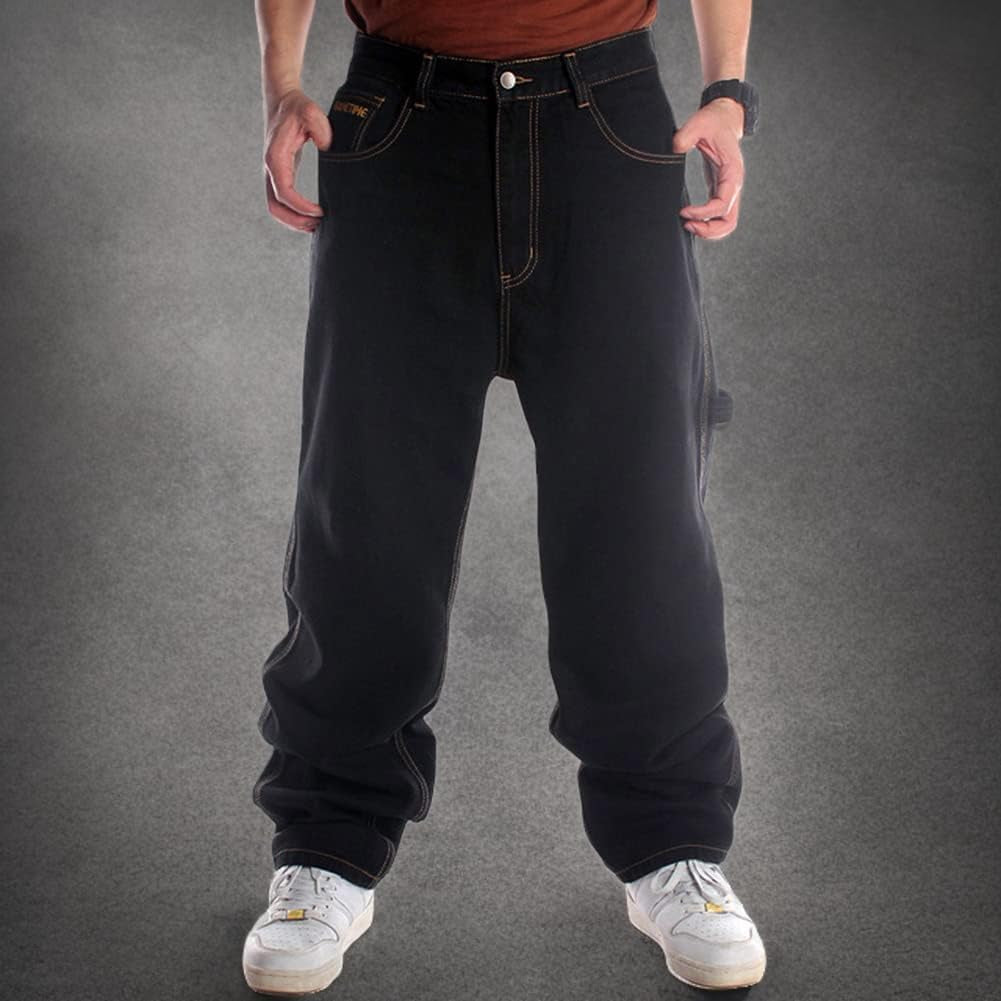Stylish Baggy Jeans for Men - Loose Fit Skateboard & Hip Hop Streetwear Pants
