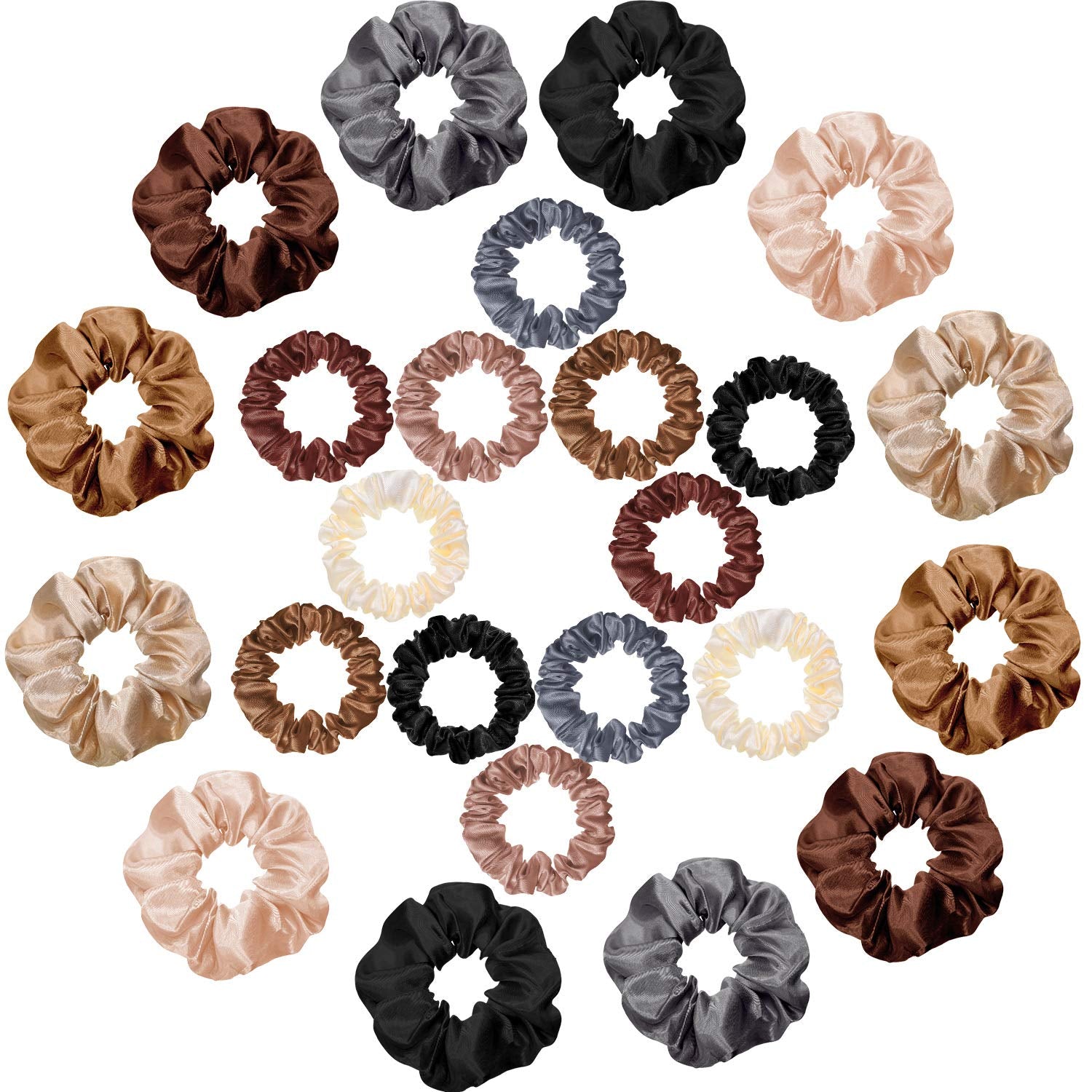 24-Piece Vintage Satin Hair Scrunchies - Silk Elastic Ponytail Holders for Women and Girls