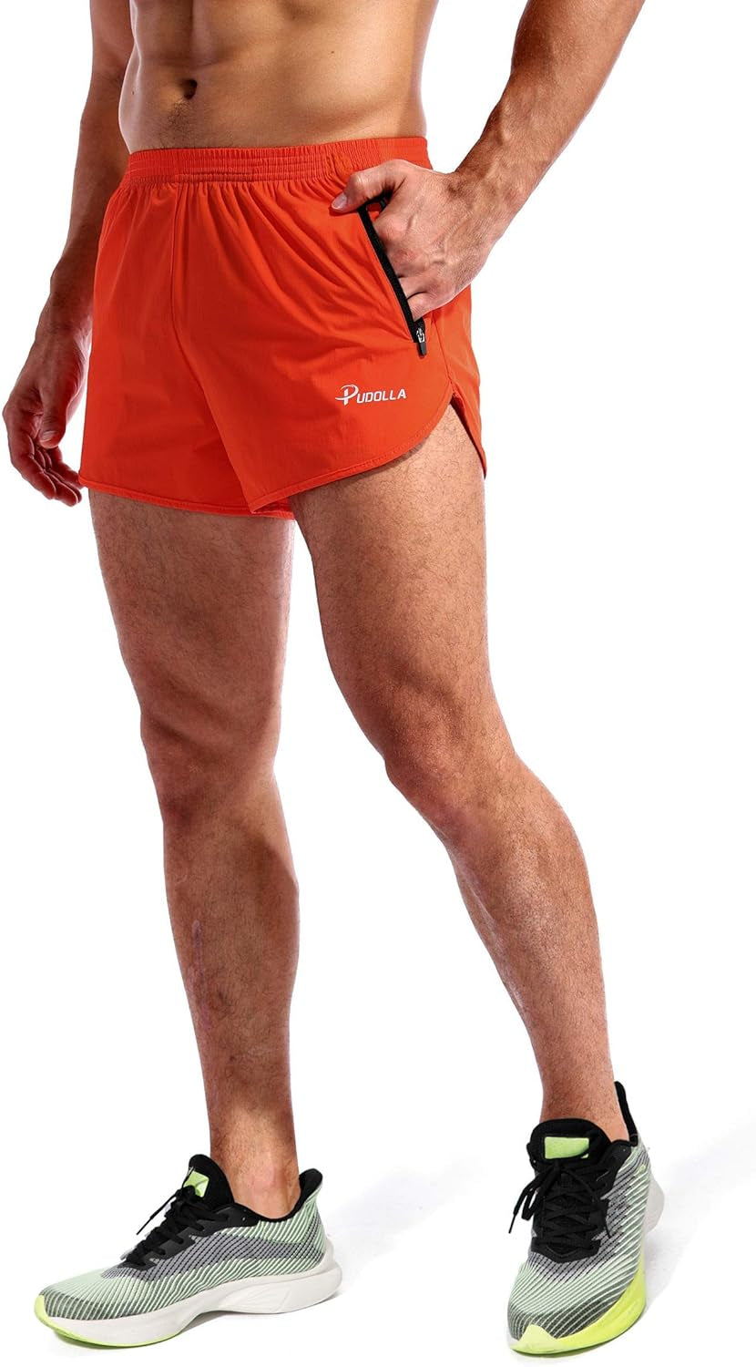 Men's 3-Inch Quick-Dry Running Shorts with Zipper Pockets - Perfect for Gym and Athletic Workouts