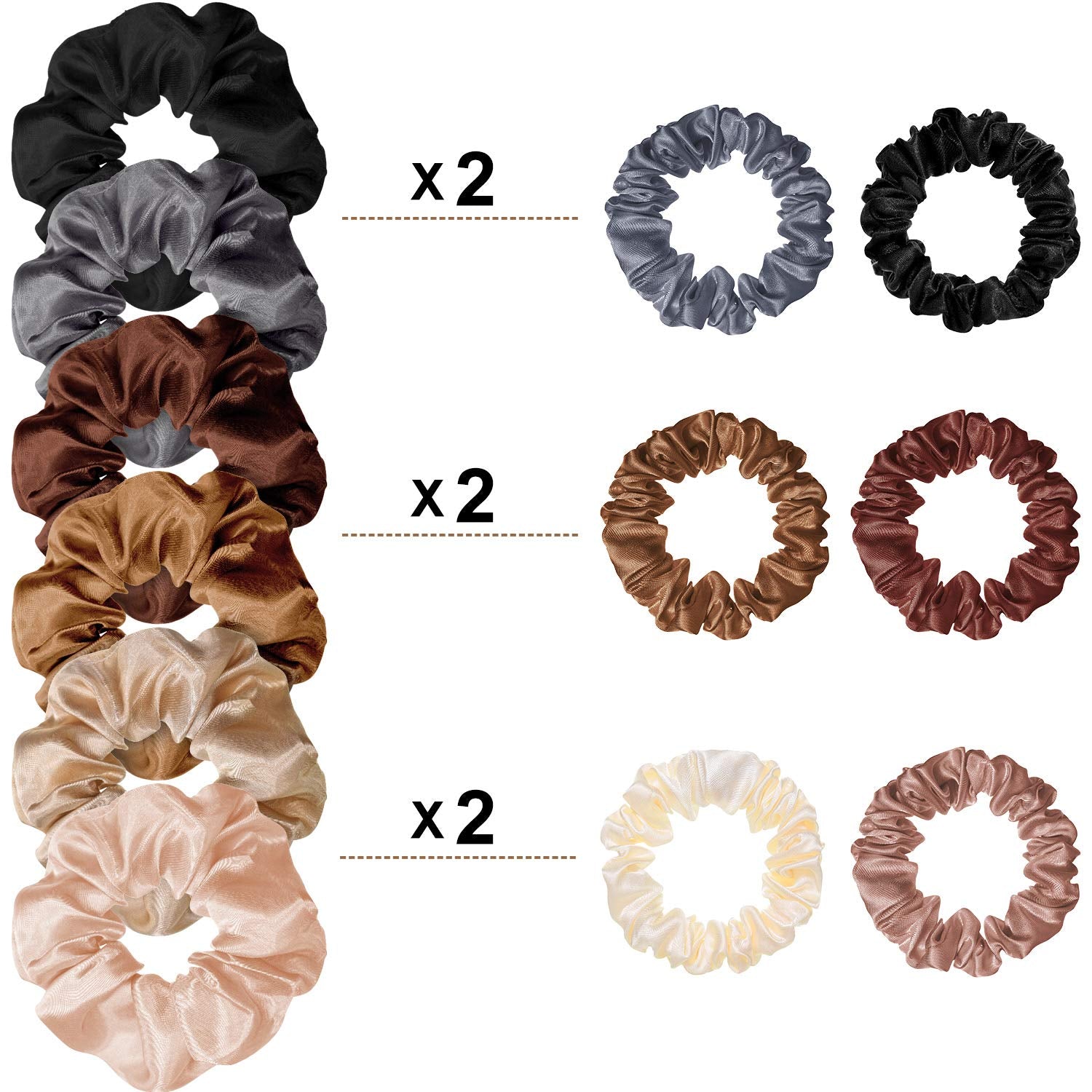 24-Piece Vintage Satin Hair Scrunchies - Silk Elastic Ponytail Holders for Women and Girls