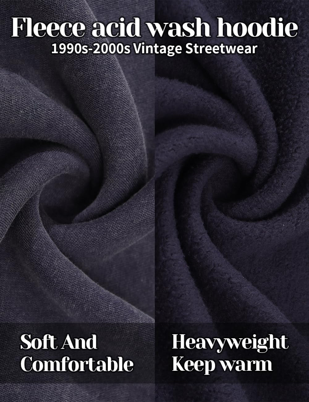 Mens Oversizd Acid Wash Hoodies Heavyweight Vintage Washed Fleece Hoodie Sweatshirt for Men Women Streetwear