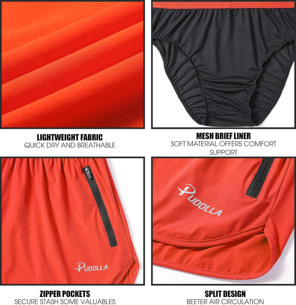 Men's 3-Inch Quick-Dry Running Shorts with Zipper Pockets - Perfect for Gym and Athletic Workouts