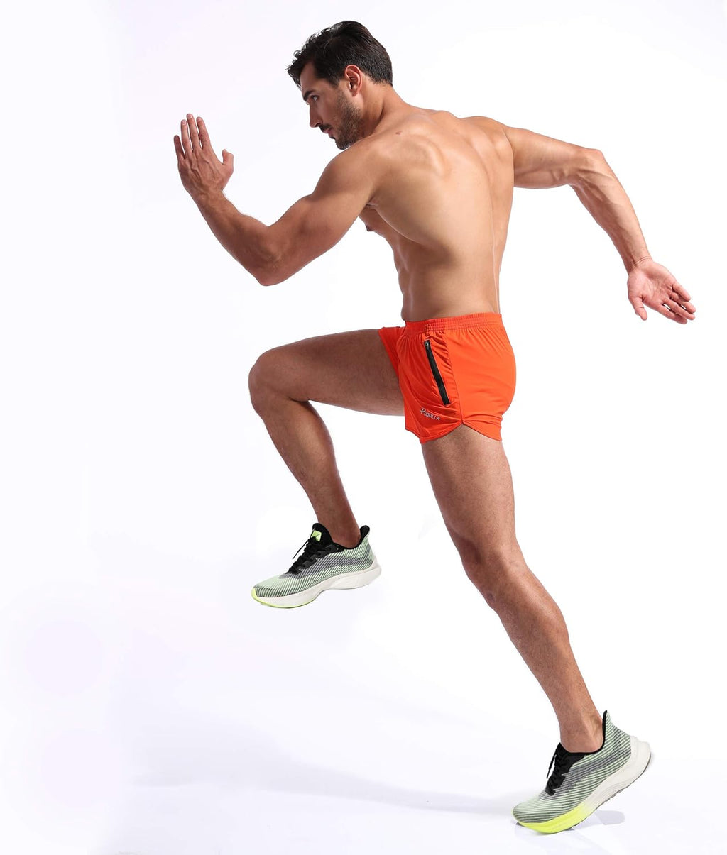 Men's 3-Inch Quick-Dry Running Shorts with Zipper Pockets - Perfect for Gym and Athletic Workouts