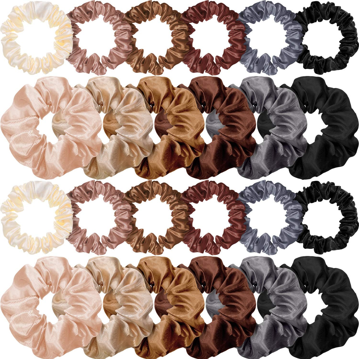 24-Piece Vintage Satin Hair Scrunchies - Silk Elastic Ponytail Holders for Women and Girls