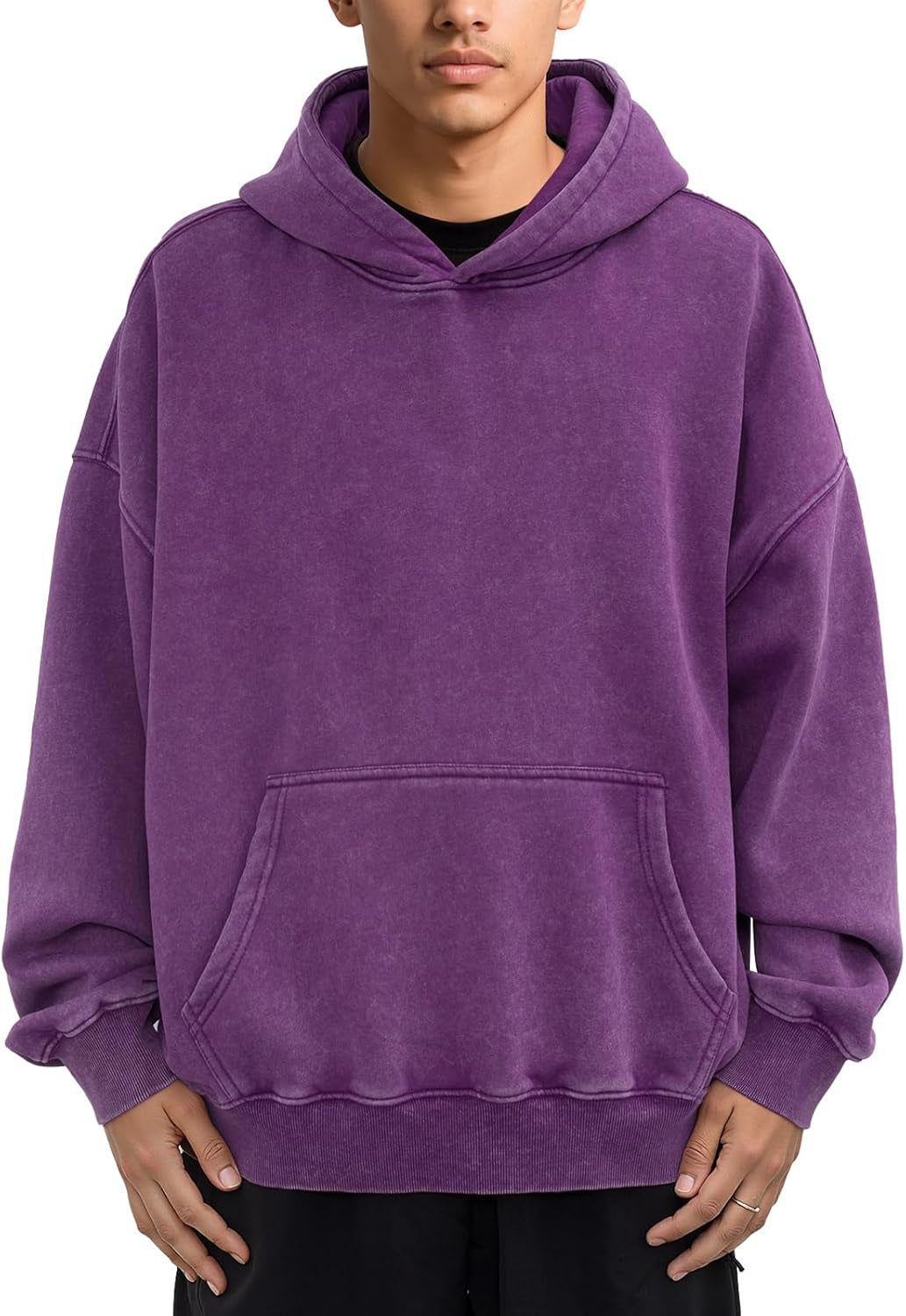Mens Oversizd Acid Wash Hoodies Heavyweight Vintage Washed Fleece Hoodie Sweatshirt for Men Women Streetwear