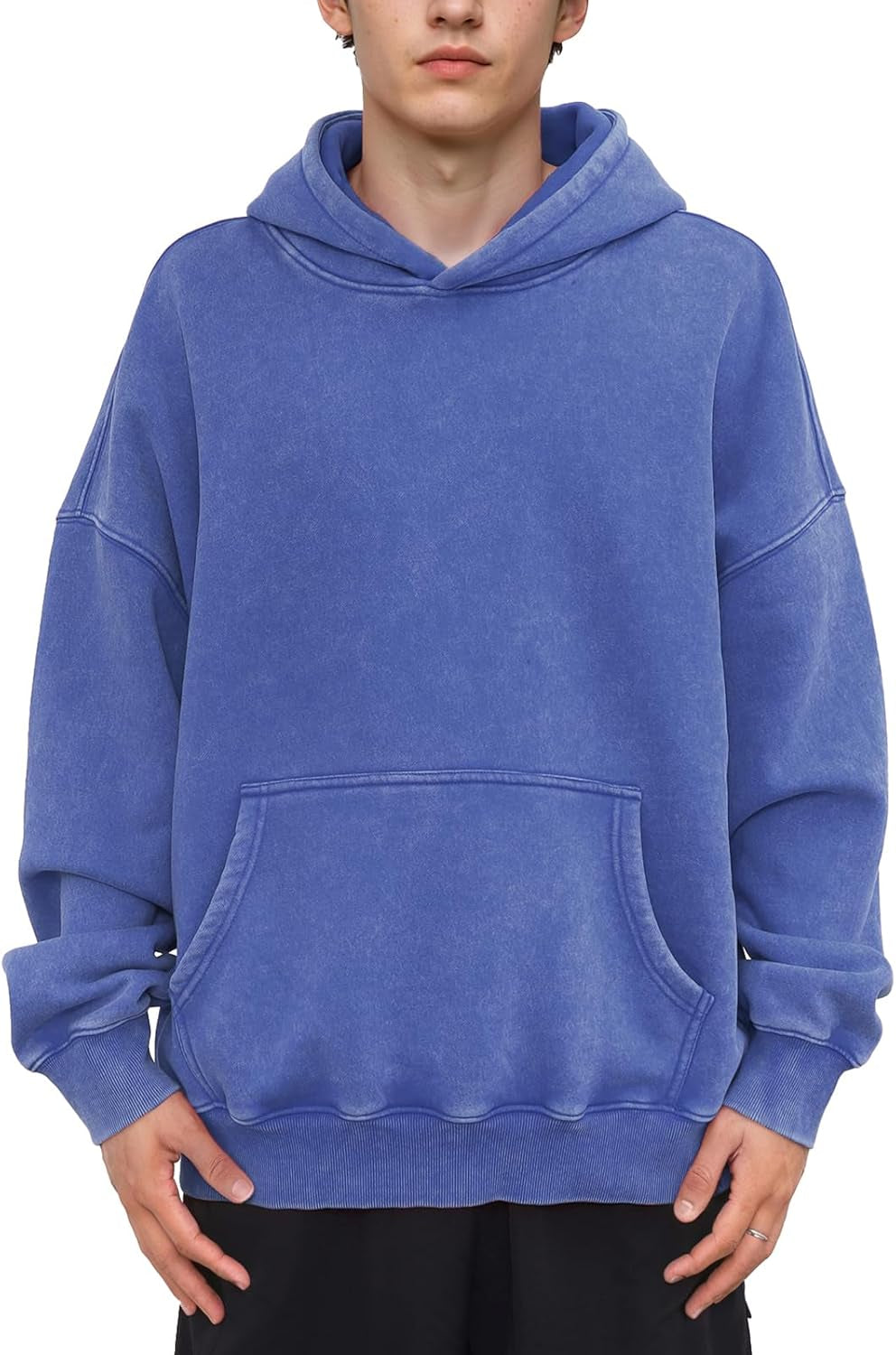 Mens Oversizd Acid Wash Hoodies Heavyweight Vintage Washed Fleece Hoodie Sweatshirt for Men Women Streetwear