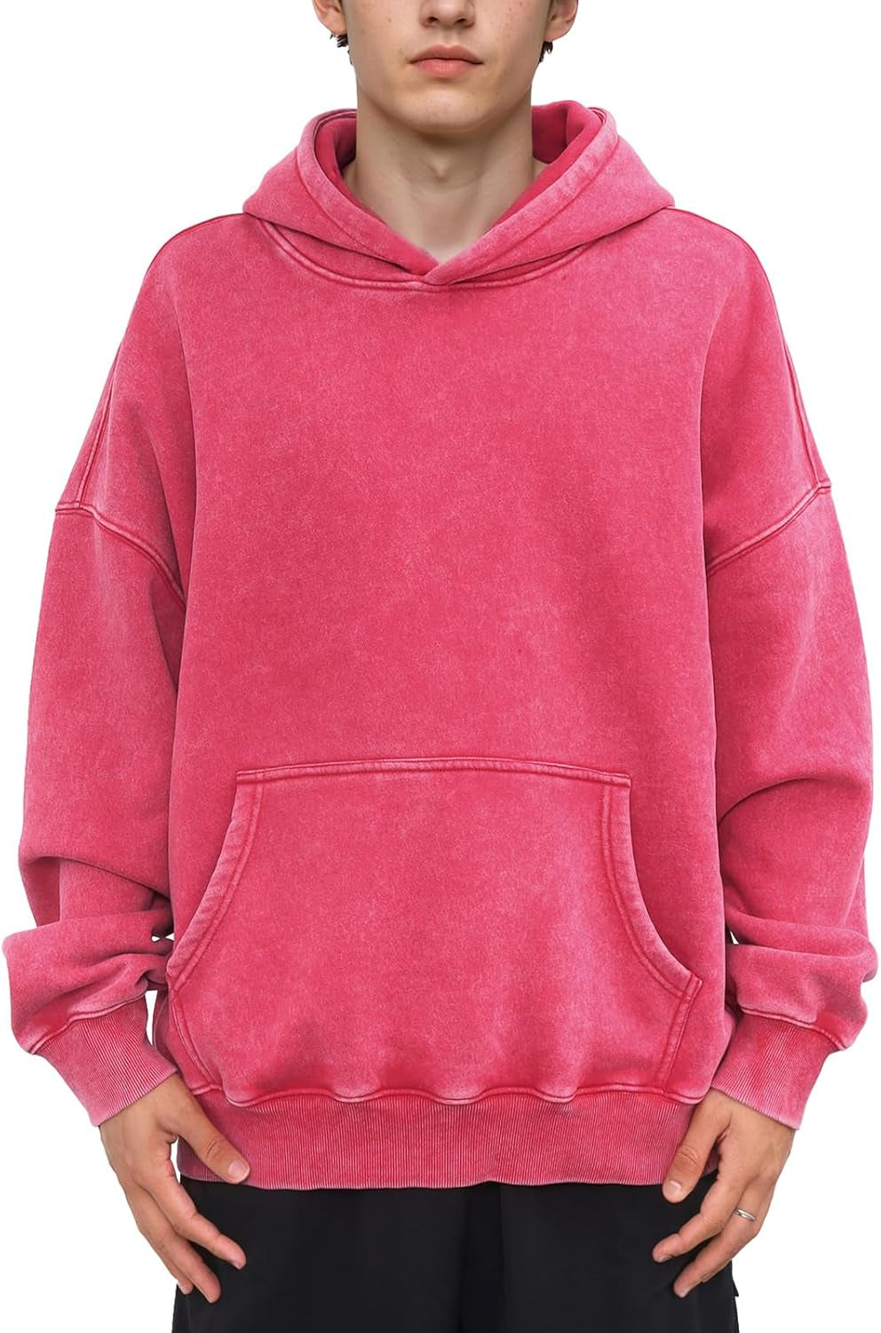 Mens Oversizd Acid Wash Hoodies Heavyweight Vintage Washed Fleece Hoodie Sweatshirt for Men Women Streetwear