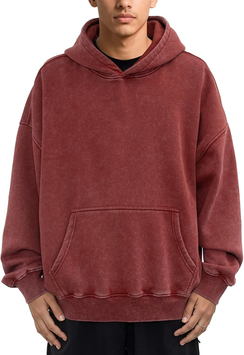 Mens Oversizd Acid Wash Hoodies Heavyweight Vintage Washed Fleece Hoodie Sweatshirt for Men Women Streetwear